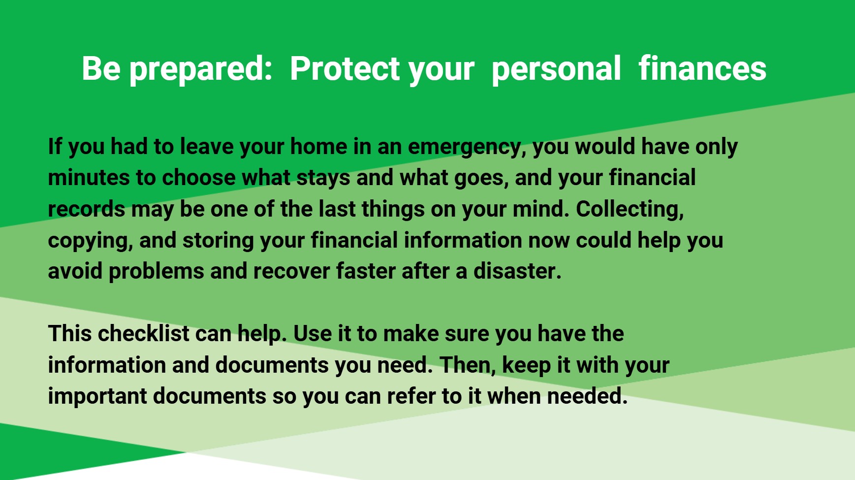 Be prepared: Protect your personal finances