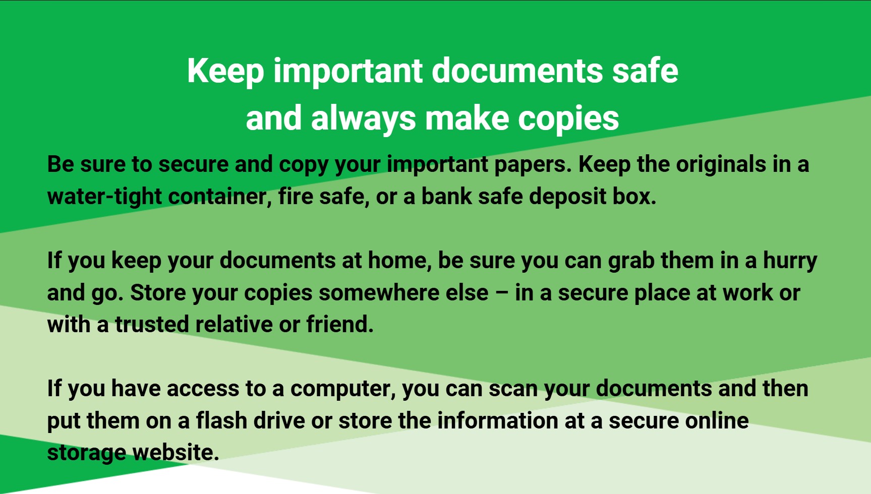 Keep important documents safe and always make copies 